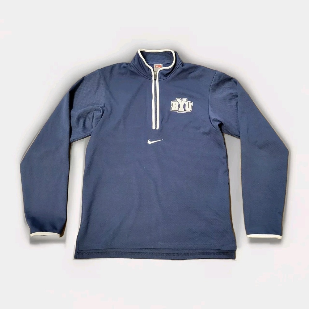 BYU Nike Running DriFit Quarter Zip Pullover Mens Sz S Long Sleeve Brigham Young